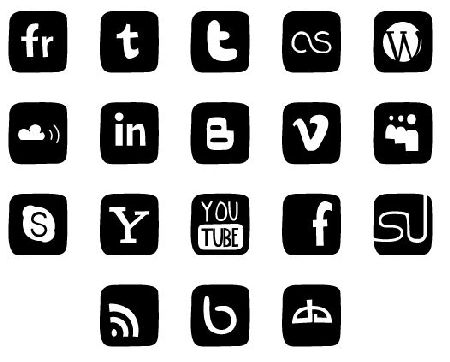 iconos redes sociales blanco y negro